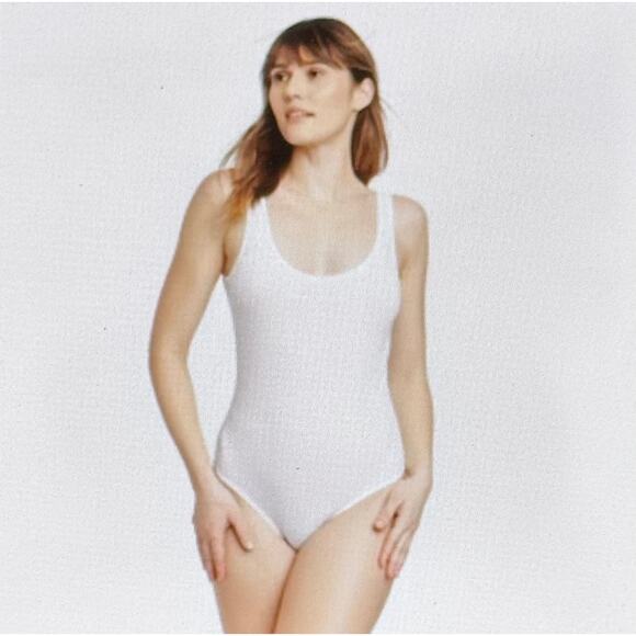 Women's Stretch Tank Bodysuit - Auden™ White size XL - Picture 1 of 9